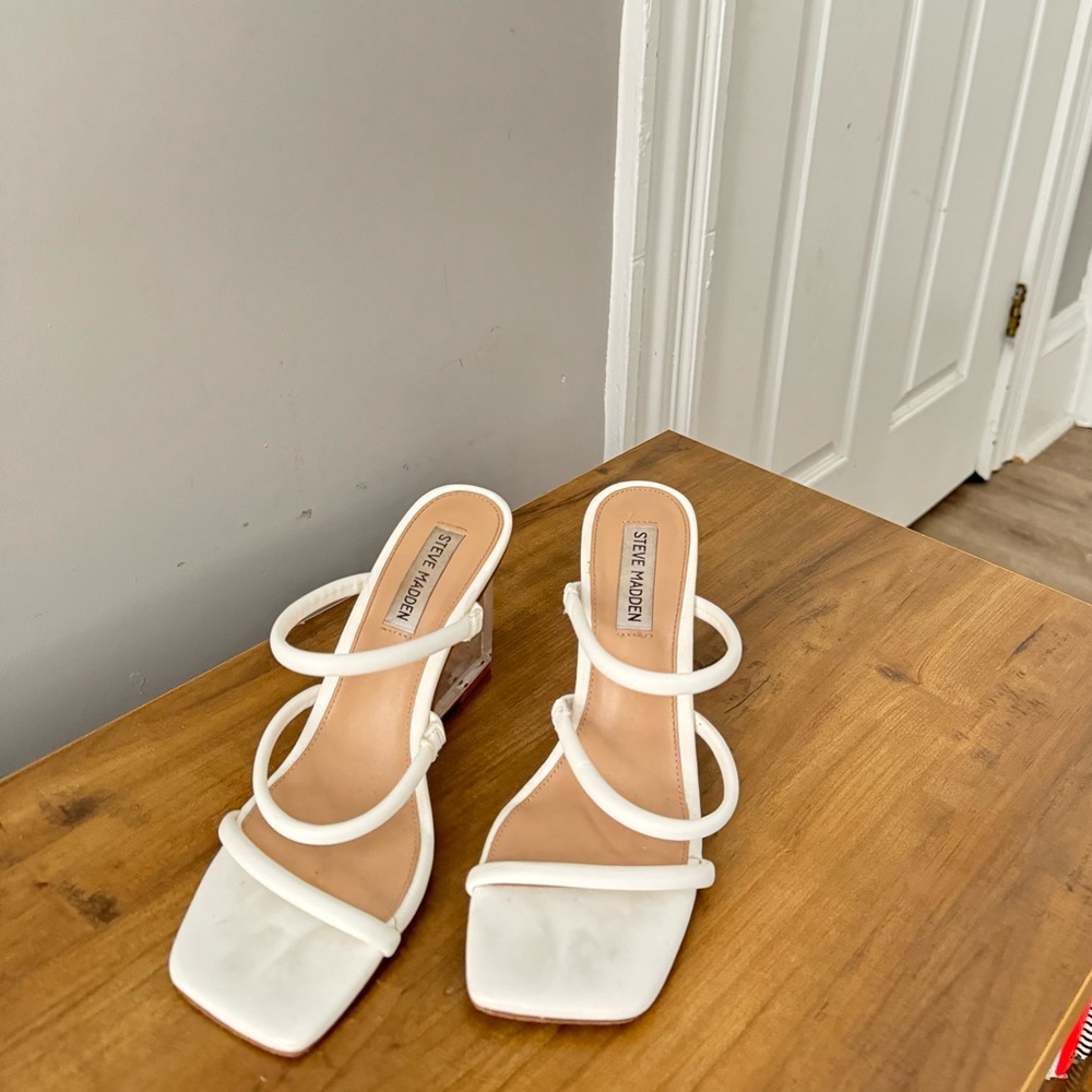 Steve Madden White Strap Heels